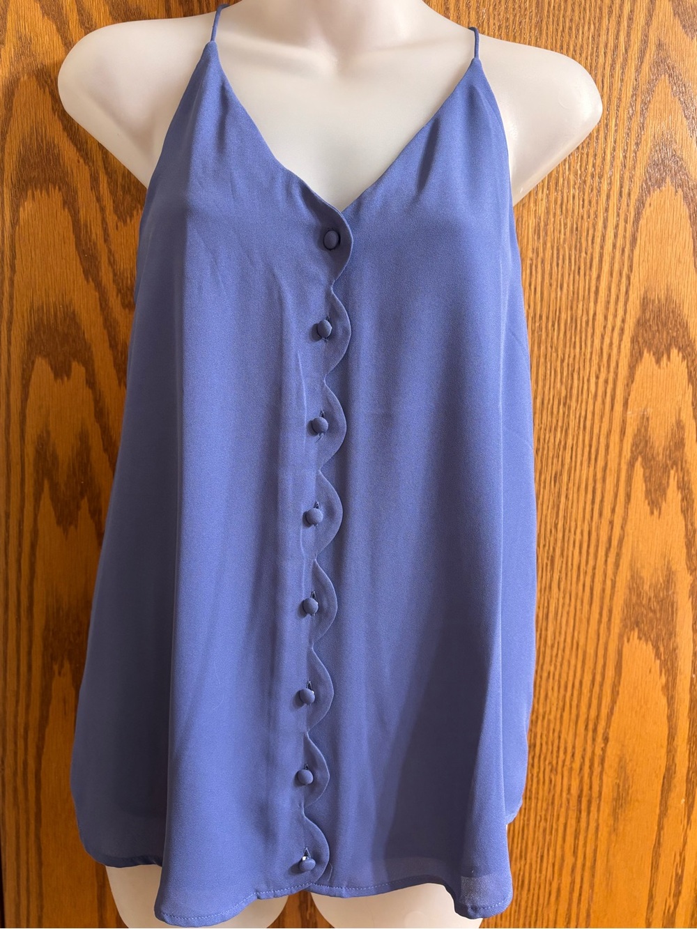 LOFT Lavender-Blue Scallop Button Cami